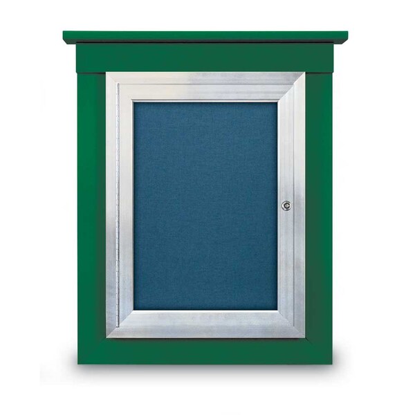 60"x48" 2-Door Enclosed Letterboard, Header, Grey Felt/Lt Oak